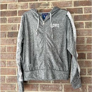 AQ Sport Gray Heather Jacket with Sequins on Sleeves Size 1XL